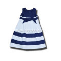 girls cotton material blue stripe dress